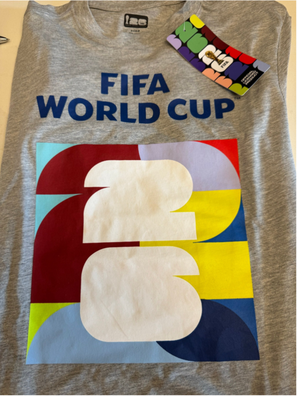 Women's FIFA World Cup 2026 Graphic Tee, Size S, Grey/Multicolor